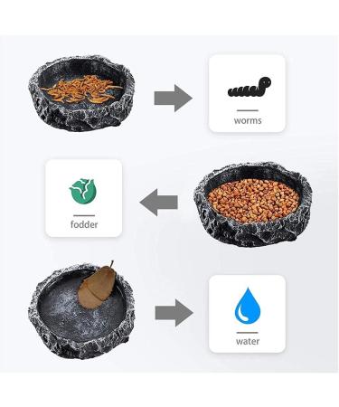 hisunfarm 2 Pcs Reptile Pets Water Dish Worm Rock Bowl Feeder with Feeding Clip for Turtle Gecko Lizard Spider Scorpion Chameleon Small - Buy Online on SooperMarket.com