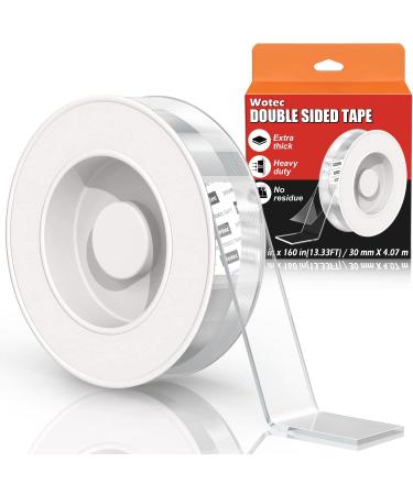 Extra Large Double Sided Mounting Tape Heavy Duty Removable 1.18 Inch x 160 Inch  Clear & Tough  Multipurpose Picture Hanging Strips Adhesive Poster Nano Carpet Tape