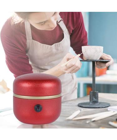 Mini Electric Pottery Wheel Machine | Adjustable Speed with Tray | Ideal for Kids, Beginners, and Ceramics Art | Red - Buy Online on SooperMarket.com