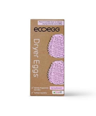 Ecoegg Dryer Egg | Reduces Drying Time | Tumble Dryer Balls replacement | Freshens and Softens Clothes | Hypoallergenic | Spring Blossom | 2 Eggs | 4 fragrance sticks | Approx 40 Dries Spring Blossom Single