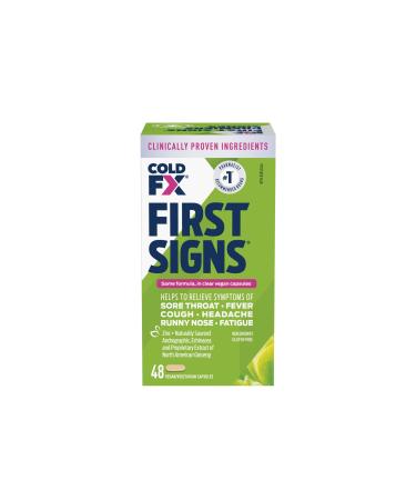COLD-FX First Signs Helps Relieve & Reduce Frequency Severity & Duration of Cold and Flu Symptoms with North American Ginseng Extract Echinacea Andrographis & Zinc 48 Vegan Capsules 48 count (Pack of 1)