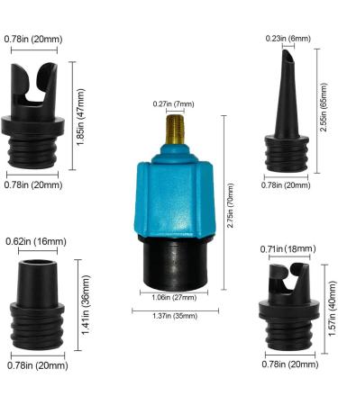 Paddle Board Pump Adapter | FIPASEN Air Pump Adaptor with 4 Valve Nozzles | for Inflatable Boat, SUP, Bed | Compressor Converter - Blue - Buy Online on SooperMarket.com