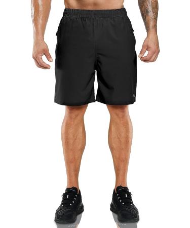 Haimont Men's Running Shorts 7 - Quick Dry Lightweight Athletic Shorts with Zipper Pockets - Black - Size Medium - Buy Online on SooperMarket.com