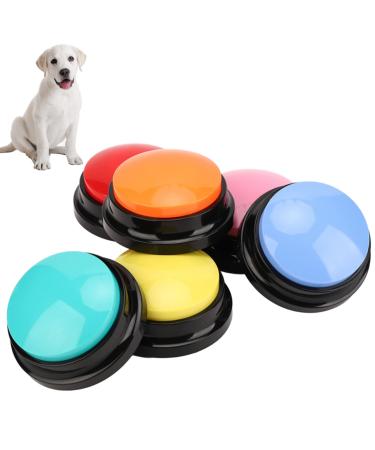 Dog Buttons Training Words 6pcs Talking Dog Recordable Buttons Set for Communication Dog Speech Training and Behavior Aids Buttons Pet Training Buzzer for Cats Dogs 30 Second Recordable Button