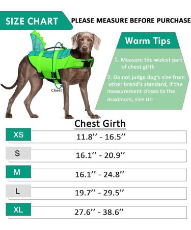 Durable Adjustable Dog Life Jacket | Ripstop Pet Safety Vest with Rescue Handle | Enhanced Buoyancy for Anxiety-Free Swimming | Small Medium Large Dogs | Green Dinosaur Design - Buy Online on SooperMarket.com