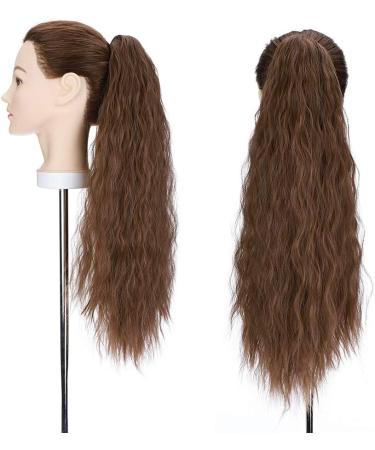 24" Corn Wave Ponytail Extension Claw Clip on Ponytails Wavy Curly Hair Extensions Jaw Pony Tail Hairpiece Light Brown 24inch (Pack of 1) Yaki-Light Brown - Buy Online on SooperMarket.com