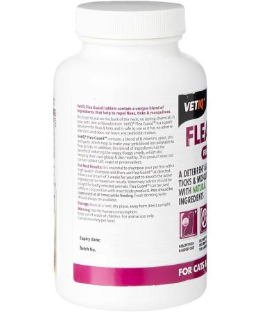 VetIQ Flea Guard 90 Tablets Flea Treatment for Dogs & Cats Keeps Fleas Ticks & Mosquitoes Away Natural Flea Treatment With B Vitamins & Garlic Dog & Cat Flea Treatment For Healthy Skin & Coat - Buy Online on SooperMarket.com