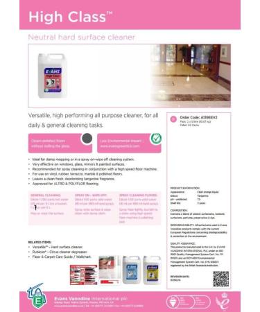 Evans High Class Perfumed Neutral Hard Surface Cleaner 5 L Bottle - Buy Online on SooperMarket.com
