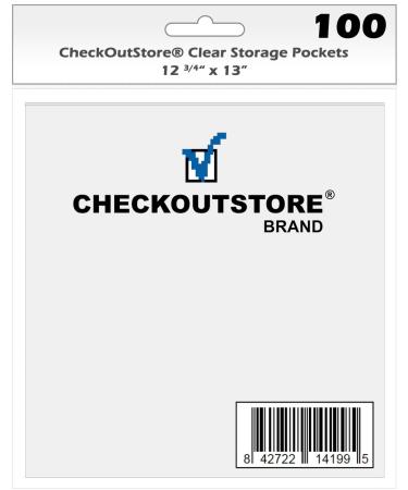 (100) CheckOutStore Clear Storage Pockets for Storing 12 x 12 Cardstock Paper Used for Rubber Stamping & Scrapbooking (Clear - 12 3/4 x 13) 100 Units Clear - 12 3/4 X 13