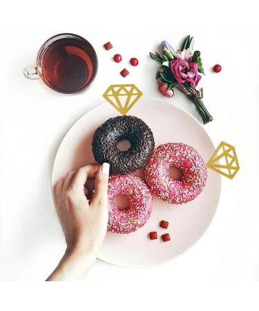 Cupcake Toppers 50 Pack Gold Glitter Diamond Ring Donut Toppers Cupcake Picks for Bridal Shower Engagement Party Decorations - Buy Online on SooperMarket.com