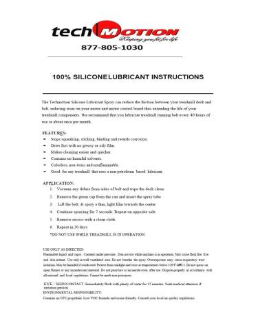 100% Silicone Treadmill Lubricant Spray - Tread Belt Deck Lube TM-01309 - Buy Online on SooperMarket.com