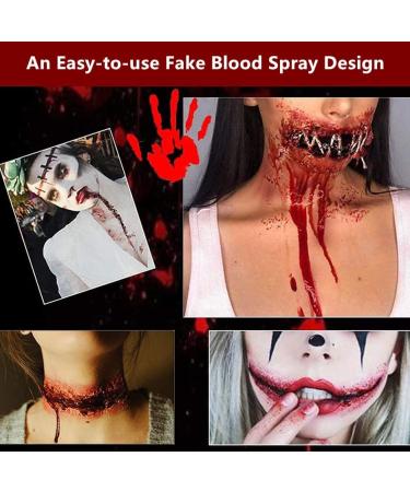 Go Ho Blood Splatter Fake Blood Makeup(0.35 oz) Halloween Fake Blood Spray Eye Blood Drops Body Paint Fake Blood for Clothes and Zombie Monster Vampire Clown Costume Cosplay Makeup 1PC - Buy Online on SooperMarket.com