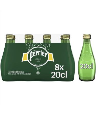 Perrier sparkling mineral water glass bottle 8x20cl