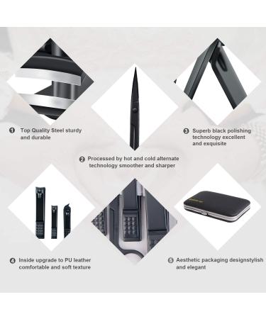 10-Part Manicure Set & Pedicure Kit - Nail Scissors Clippers & Travel Beauty Set (Black) - Buy Online on SooperMarket.com