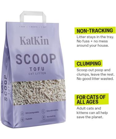 KatKin Scoop Tofu Litter - 100% Biodegradable Non-Tracking Cat Litter (1x2.4kg) | Eco-Friendly Planet-Saving Clumping Litter for Kittens and Cats - Buy Online on SooperMarket.com
