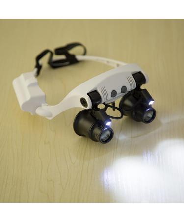 Headband LED Lights Magnifier Eye Glasses Watch Repair Loupe Jeweler Glass 10X 15X 20X 25X for Household Headband Magnifier with Led Light for Jewelry - Buy Online on SooperMarket.com