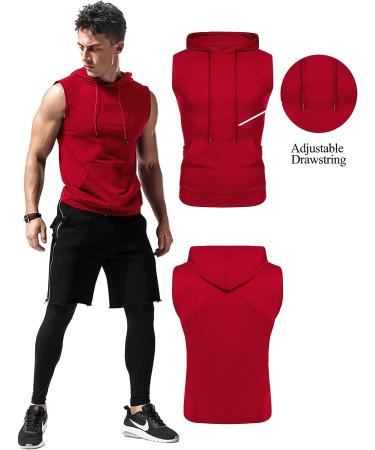 Babioboa Men's Cherry Red Workout Hooded Tank Top - X-Large - Buy Online on SooperMarket.com