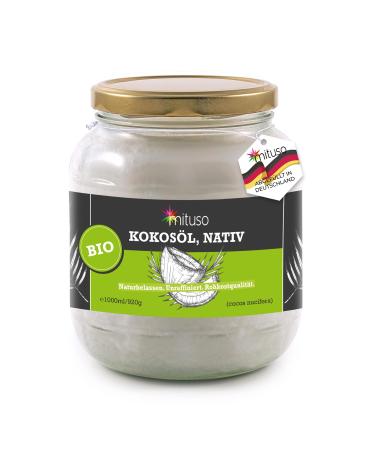 mituso organic coconut oil virgin 1 pack (1 x 1000 ml) in glass