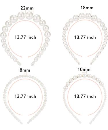 4 Pieces Pearls Headbands White Faux Pearl Rhinestones Hairbands Bridal Hair Hoop Wedding Hair Accessories for Women Girls (Style Set 1) - Buy Online on SooperMarket.com