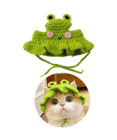 Zhouocea 1 PCS Cat Hat Cute Frog Shape Pet Cap Halloween Cat Kitten Halloween Costumes Cat Birthday Hat for Christmas Birthday