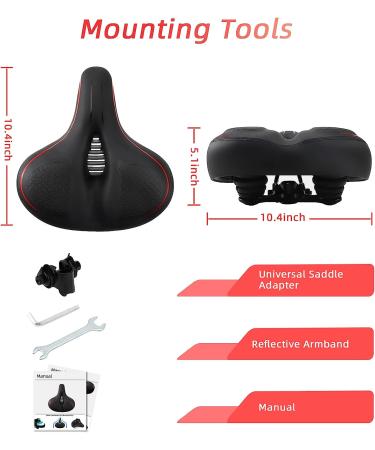 Oversized Memory Foam Bike Seat for Peloton & Spin Bikes | Waterproof Red Saddle | Universal Fit Replacement for Road & Exercise Bicycles - Buy Online on SooperMarket.com