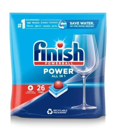 Finish Power All in One Dishwasher Tablets | Scent : Regular | Size: Total 26 Dishwasher Tabs |for Sparkling Clean 1st Time Regular 26 count (Pack of 1)