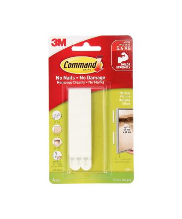 Command Narrow Picture Hanging Strips  White  4-Pairs  Holds up to 12 lbs.