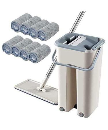 Floor Telescopic Handle -Cleaning Flat Mop with Microfibre Pads and Cleaning Bucket