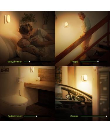 Buy Auvon LED Night Light Socket with Motion Detector - 2 Pack Infinitely Adjustable Brightness for Kids' Rooms Hallways Stairs Kitchen and Bedroom - Warm White - Buy Online on SooperMarket.com