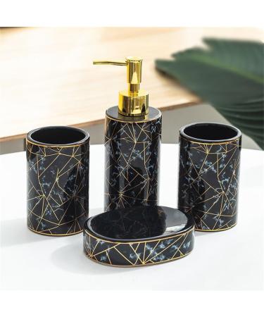 Shop 4-Piece Ceramic Bathroom Toiletries Set | Lotion Bottle & Toothbrush Holder | Elegant Household Items - International Shipping Available - Buy Online on SooperMarket.com