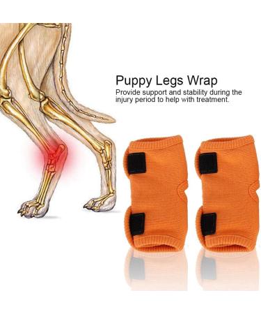 2Pcs Adjustable Dog Cat Leg Brace Elastic Warm Knee Pads for Surgery Wound Support and Stability for Injury Recovery Prevent Licking (Orange) - Buy Online on SooperMarket.com