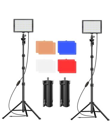 EMART LED Video Light 11 Brightness/4 Color Filters Dimmable Photography Continuous Table Top Lighting, Adjustable Tripod Stand, USB Portable Fill Light for Photo Studio Shooting 54inch with switch