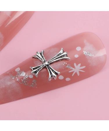 60PCS Cross Nail Art Charms Metal 3D Punk Ornaments for Manicure - DIY Nail Decoration Supplies in Bronze & Antique Silver - Buy Online on SooperMarket.com
