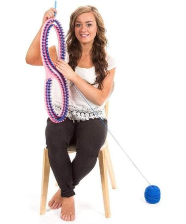 WAYION 55 Afghan Serenity Loom Knitting Board Weave Kit - Step by Step Instructions - Ideal for Experienced Knitters - Blue/Pink - Buy Online on SooperMarket.com