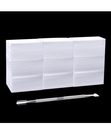 Sularpek 650 Pcs Lint Free Nail Wipes Cotton Pads Remover Nail Art Gel Polish Remover Nail Polish Remover Cotton Pads Nail Cotton Pads for Polish Removal with Cuticle Pusher White