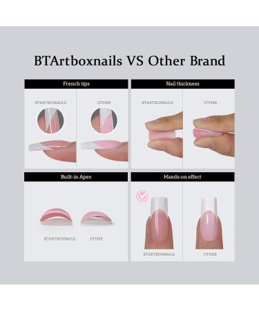 BTArtbox XCOATTIPS Gel Nail Kit - Short Square French Tip Press On Nails with Pink Soft Gel Tips Dual Protection & Nail Lamp - Buy Internationally - Buy Online on SooperMarket.com