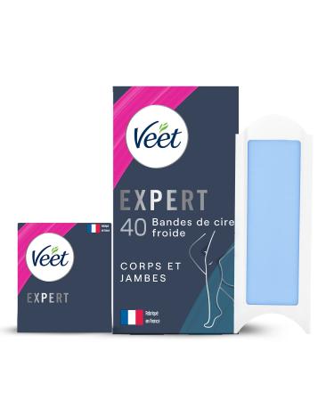 Veet Expert-40 wax strips for body & legs-for sensitive skin-perfect processing-long-lasting hair removal 40 pieces (1 Pack)