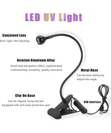ASHATA UV Lamp 3W 5V 395nm with Gooseneck and Clamp - Multi USB Ultraviolet Light for Nail Curing, Phone Repair, Resin Curing & More - Buy Online on SooperMarket.com