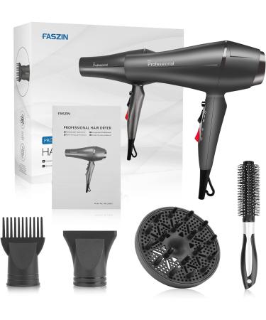 Faszin Ionic Hair Dryer - 2400W Professional Blow Dryer with Triple-L Plus Heat Technology & 4 Styling Accessories - Gray - Buy Online on SooperMarket.com