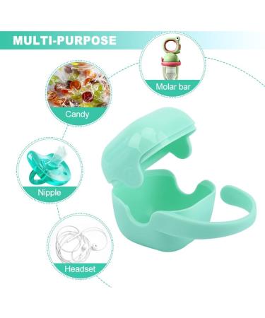Beiyoule 4 Pack Pacifier Case and Leash Set - Heat Resistant, Sealed Holder (Blue, Pink, Green, Purple) - Buy Online on SooperMarket.com