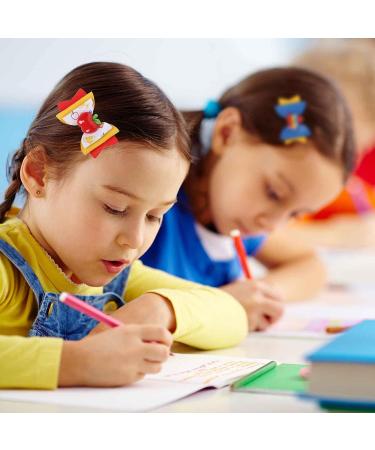 Whaline Back to School Bow Hair Clips - 6Pcs Apple Book Blackboard Hair Bows for Girls, PU Leather Hair Barrettes for Classroom, Kindergarten Students - Buy Online on SooperMarket.com