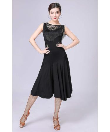 ZX Fringed Lace Back Ballroom Dance Dress with Shorts - Black Large (5 Colors) - Buy Online on SooperMarket.com