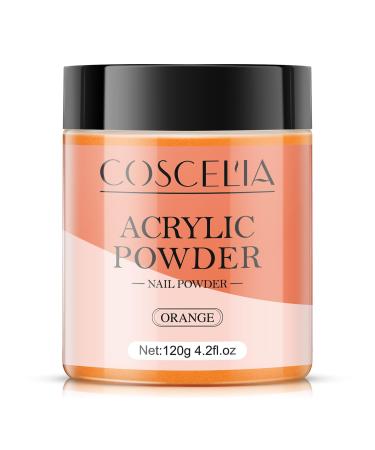 COSCELIA Acrylic Powder for Nails Dark Orange 120g for 3D Acrylic Nail Extensions No Lamp Needed 053