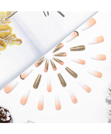 Brishow Christmas Glitter Snow False Nails - 24pcs Ballerina Acrylic Short Fake Nails for Women and Girls - Buy Online on SooperMarket.com