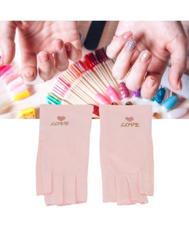Professional Manicure Gloves Non Slip UV Protection Driving Gloves Stretchy Breathable Fingerless Fiber Cotton Nail Lamp Gloves for Home Salon Summer Outdoor Gloves for Women and Girls(Pink) - Buy Online on SooperMarket.com