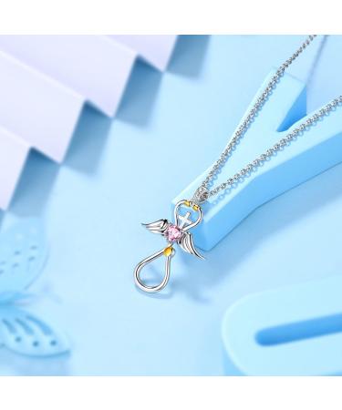 Cute Cat Necklace with Sparkling Zirconia Crystal Birthstone Pendant Necklace for Girls Womens White Gold Over 925 Sterling Silver Animal Necklace Birthstone Jewelry Sweet Present Girlfriend Sisters G Pink Pendant - Buy Online on SooperMarket.com