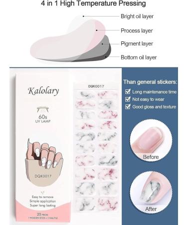Kalolary Gel Nail Polish Strips Nail Gel Art Sticker Waterproof Full Nail Wraps Decal Sets with Scissors Nail File and Stick for Women Girls Nail Art Decor (UV/LED Lamp Required)-17 - Buy Online on SooperMarket.com