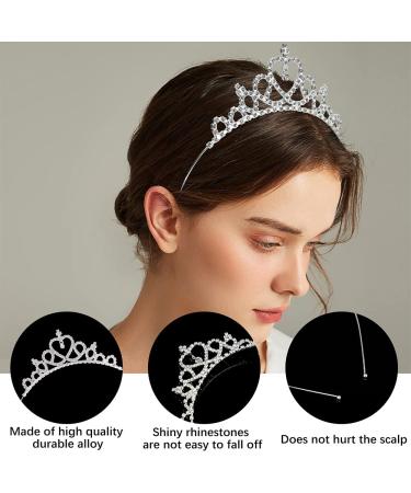 6Pcs Girls Crystal Tiara Crown Set - Silver Rhinestone Bride Headband for Birthday, Wedding, Prom - Women's Hair Accessories for Costume Parties - Buy Online on SooperMarket.com