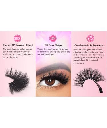 Diffusion NEW 8D Mink False Eyelashes Wispy Cross Long Thick Soft Fake Eye Volume Lashes (3 Pairs) - Buy Online on SooperMarket.com