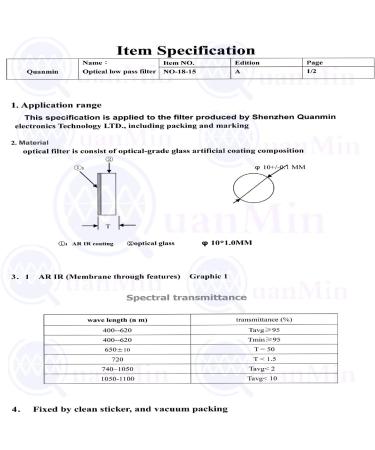 Quanmin 10mm 1.0mm Slim Optical 650nm IR Cut Filter for M12 Camera Lens - Buy Online on SooperMarket.com